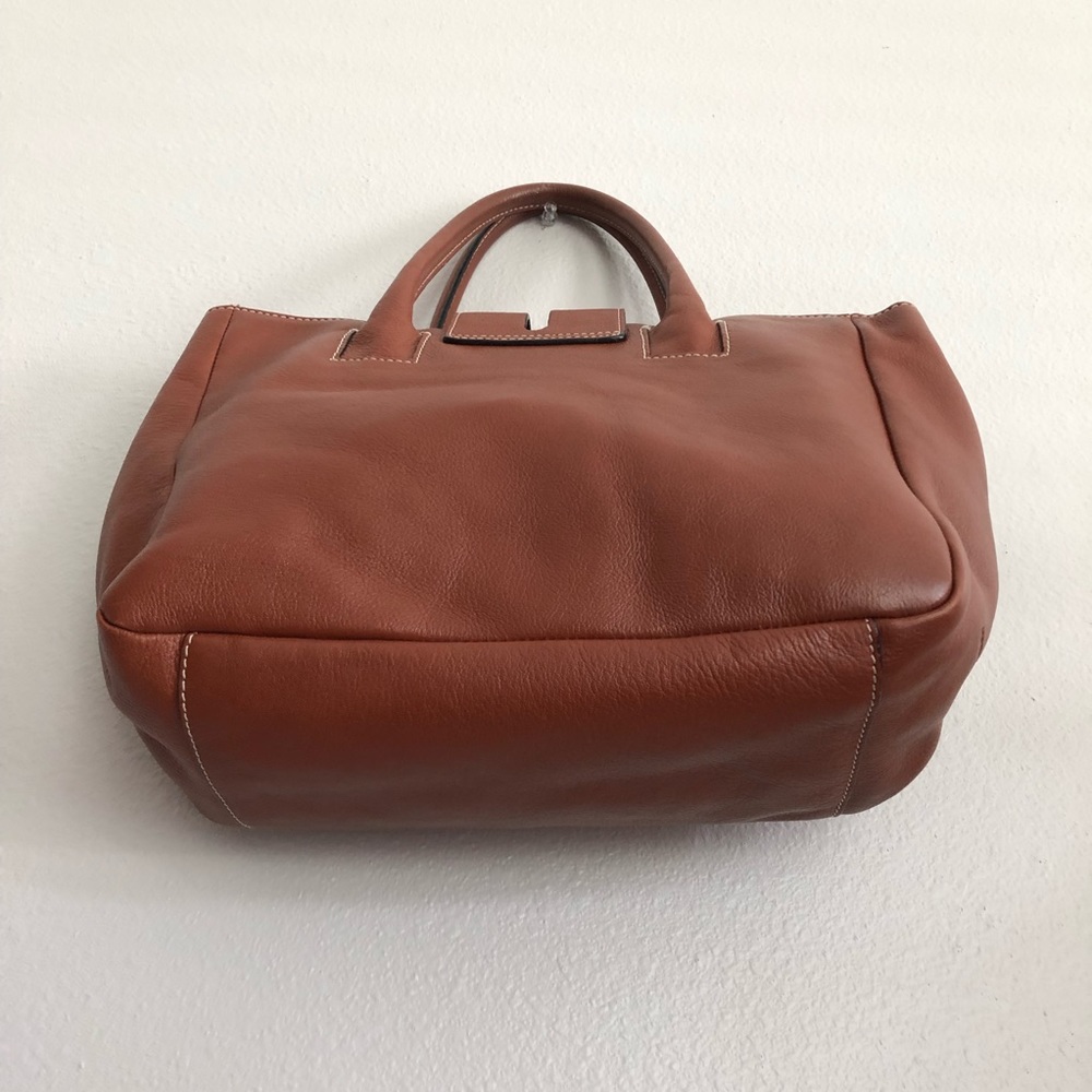 Adrienne Vittadini Camel Brown Leather Tote Bag - Picture 14 of 14